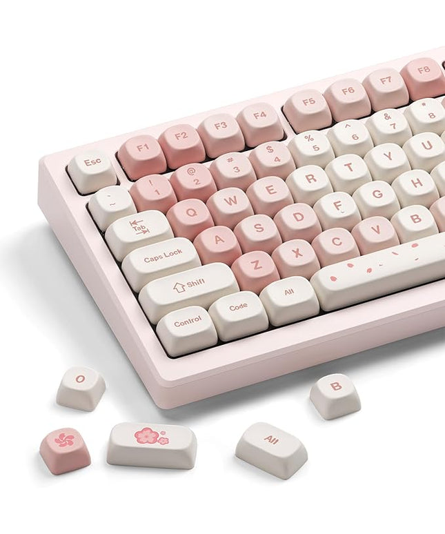 XVX Keycaps - Pink Cute PBT Keycaps, MOA Profile Key caps 60 65 75 100 Percent, Dye-Sublimation, Custom 142 Keys Set for 100%, 75%, 65%, 60% Mechanical Keyboard