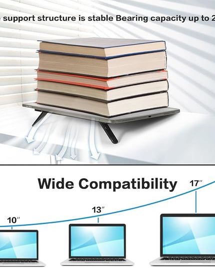 Zupro Laptop Feet,2024 New Model Laptop Stand,Self-Adhesive Foldable Adjustable Heights,Invisible Aluminum Lightweight Notebook Keyboard Riser,Compatible with 10 to17 inch Notebook Computer.(Black)