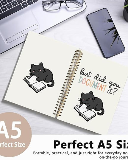 Funny Black Cat Notebook Journal Gifts for Women & Men, Black Cat Lovers Gifts Notebooks for Women, But Did You Document It Hardcover Spiral Notebook 5.5x8.3 Inch