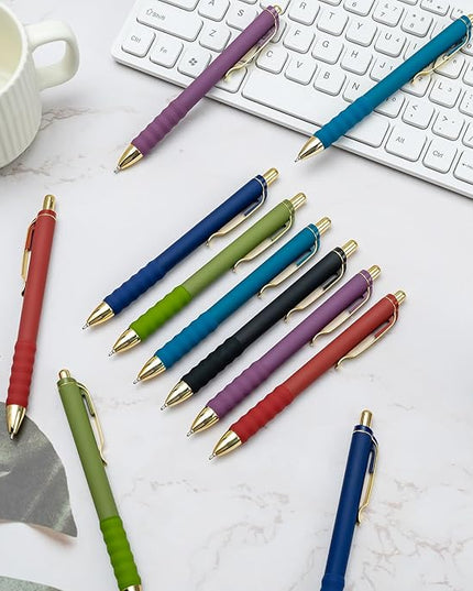 Linbsunne Ballpoint Pens Black Medium Point 1mm Pen with Super Soft Grip Ball Point Pen for Men Women Retractable Pens (Vintage-12 pcs)