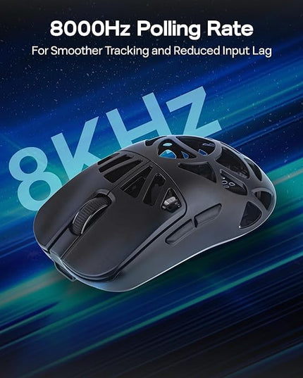 EPOMAKER Carbon X Wireless Gaming Mouse, 400 to 30,000 DPI Adjustable, PAW3950 Sensor, 50g Lightweight, Carbon Fiber Shell, 2.4G/BT/USB-C Rechargeable Wireless Mouse for PC/Mac/Linux (Black)