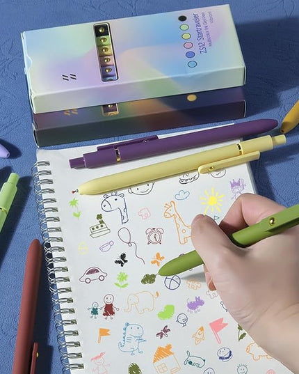 UIXJODO Colored Pens, 12 Pcs Colorful Pens Fine Point Smooth Writing Pen, 0.5mm Colored Ink Gel Pen for Journaling Note Taking, School Supplies Gifts for Women (12 Pcs Gold Vibrant and Vintage)