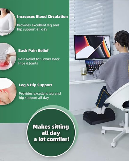 Ergonomic Foot Rest for Under Desk, Relieves Back Pain & Improves Posture with Adjustable Angle, 3-Level Firmness Memory Foam Foot Stool for Office Chair, Black