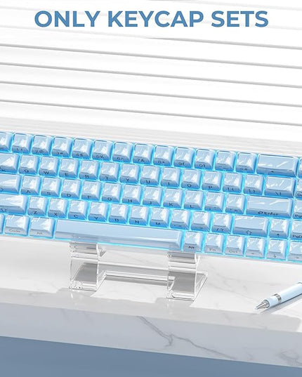 XVX Blue Keycaps, Crystal Jelly Keyboard Keycaps OEM Profile Side Printed Keycap Set Compatible with 61/68/84/87/98/100 ANSI Layout MX Switches Mechanical Keyboard