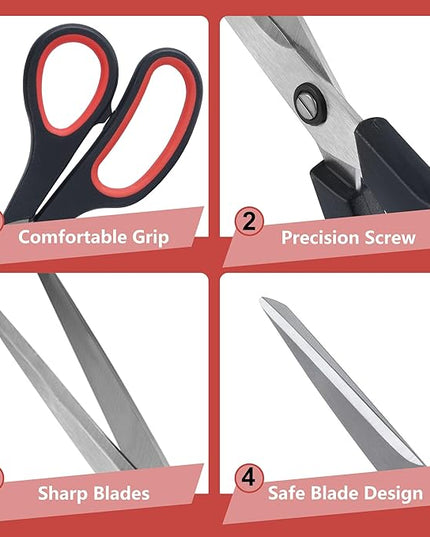 Lichamp 8.5” Scissors, 12-Pack Multipurpose Sharp Scissor, Comfort Grip Handles Household for Office, School, Home and Arts