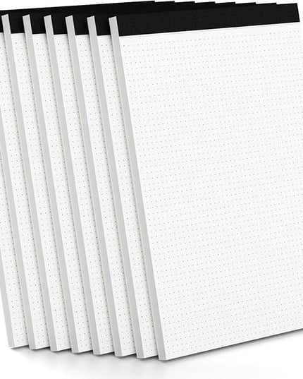 Dot Grid Journal Notepad 8.5 x 11, 8 Pack, Dotted Grid Paper Note Pads 8.5" x 11", White Dotted Journal 8-1/2 x 11, 30 Sheets, 1/5" Dot Spacing Paper Writing Pads for Sketching, Drawing, 30 Sheets/Pad