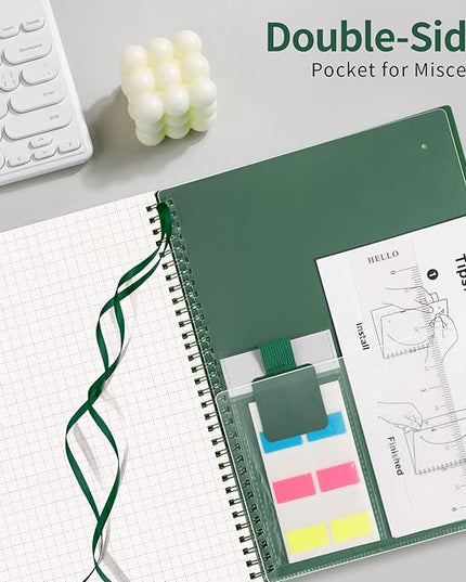 AHGXG Graph Paper Notebook - Spiral Notebook 8.5" x 11", A4 Large Graph Notebook, 100 gsm Thick Grid Paper, Waterproof Plastic Cover Journals for School Writing Engineering Math, Green