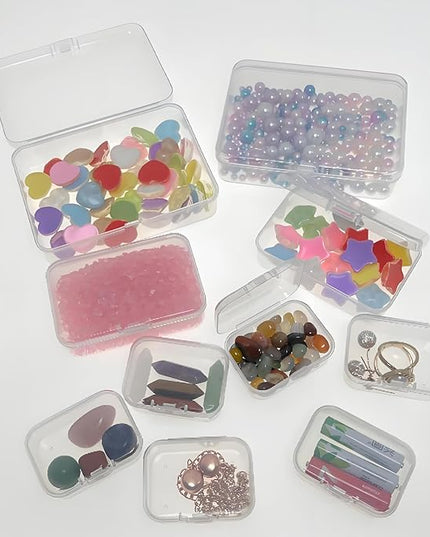 Bead Organizers and Storage-28 Pcs Small Plastic Boxes,Mini Clear Plastic Storage Boxes with Lids,for Jewelry Making Organizer,Containers Hair Accessories, Earrings,Crafts,Sewing Supplies Bead Storage