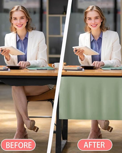 Icegrey 80" Under Desk Privacy Panel with Cable Management Organizer Net Self-Adhesive Modesty Panel for Cord Organizer Pockets and Desk Skirt for Home Office or Standing Workstation, Light Green
