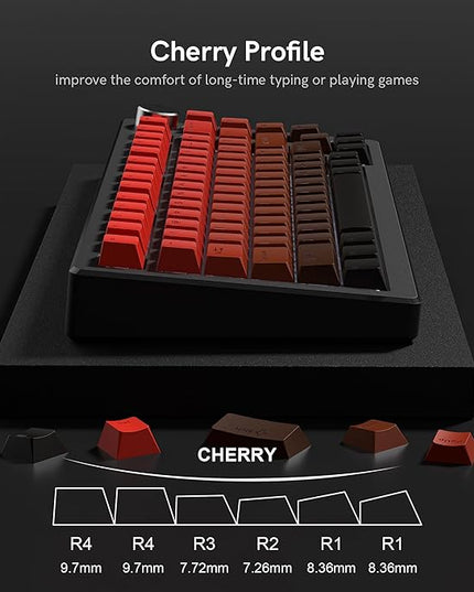 PBT Key caps, Double Shot Shine Through Custom Keycaps, Gradient Keycaps Cherry Profile, Minimalist Style Keyboard Keycap for Mechanical Keyboard (red)