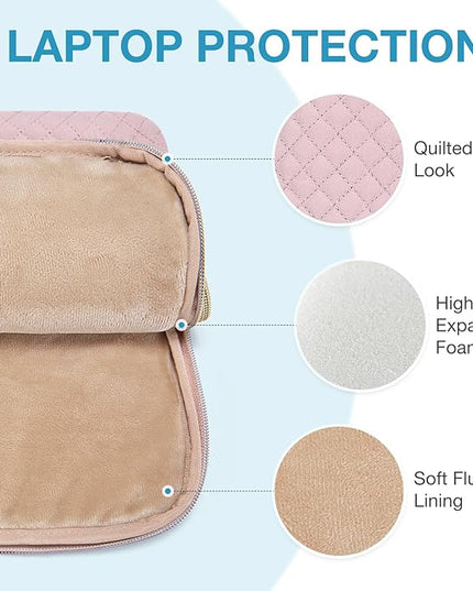 BAGSMART Laptop Sleeve for 15-inch New MacBook Ai ir M2 A2941 2023, Laptop Carrying Case Compatible with 15.6 inch HP,Dell,Acer Aspire,Asus Notebook,Laptop Protective Case with Pocket,Handle, PInk