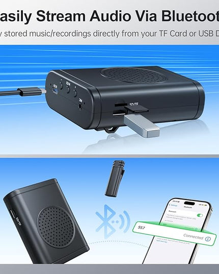 Moman Voice Amplifier for Teachers with Wireless Lavalier Microphone, Zero Whistling, Low Latency, Portable Meagaphone Speaker Mic for Classroom Meeting