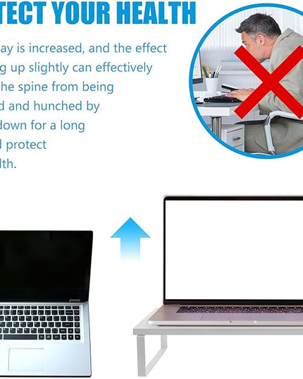 Monitor Riser Stand with Desk Organizer for Office and Home Use Stable Laptop and Computer Monitor Stand Riser White 40X20X8Cm for Workspace