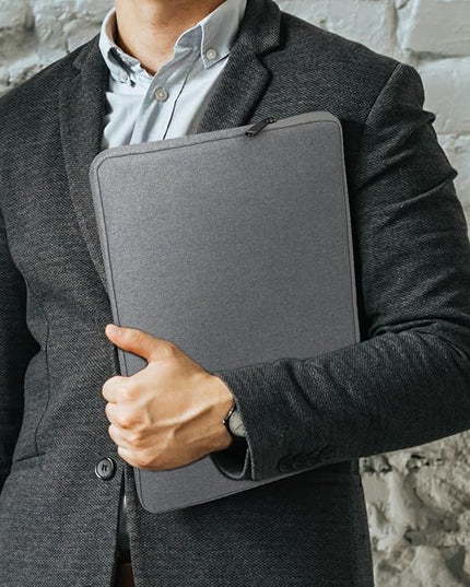15.6 Inch Laptop Sleeve Case for 15-16 Inch MacBook Pro 15.6 Inch Laptop Computer Notebook, Slim Waterproof Polyester Carrying Case Padded Bag with Small Pocket, Gray