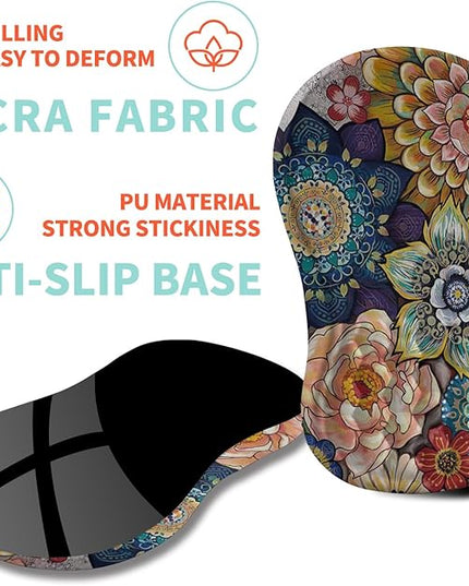 Ergonomic Mouse Pad Wrist Support with Memory Foam Massage Bulge, Carpal Tunnel Pain Relief Mousepad Wrist Rest for Mouse(12x8 inch, Blooming)