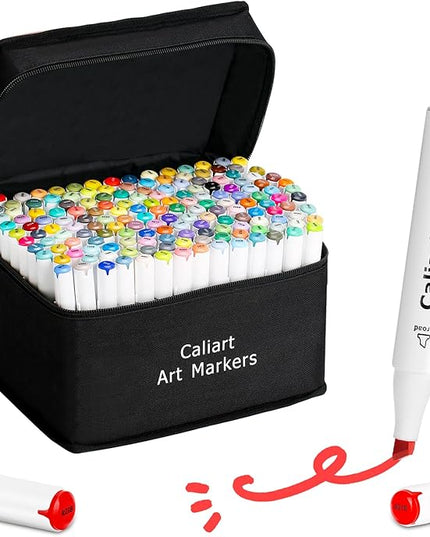 Caliart Markers, 168 Colors Dual Tip Art Markers Sketch Pens Permanent Alcohol Based, with Case for Adults Artists Drawing Illustration Sketching Coloring