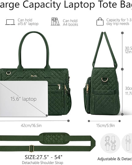 Teacher Bags for Women, 15.6 inch Laptop Work Tote Nurse Bible Bag Quilted Shoulder Handbag for Work, Daily, School, Travel