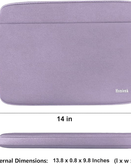 Laptop Sleeve 14 inch, Durable Shockproof Protective Notebook Cover Bag with Accessory Pocket, Carrying Laptop Sleeve Compatible for MacBook HP Lenovo Dell Asus Acer, Lilac Colour