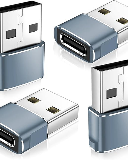 𝟒𝐏𝐚𝐜𝐤 𝐔𝐩𝐠𝐫𝐚𝐝𝐞𝐝 USB to USB C Adapter,Type-C Female to A Male Car Charger OTG Converter for Apple Watch Ultra 8 9 10,iPhone 16 15 14 13 Pro Max,Samsung S24,Nintendo Switch,AirPods,iPad,Car
