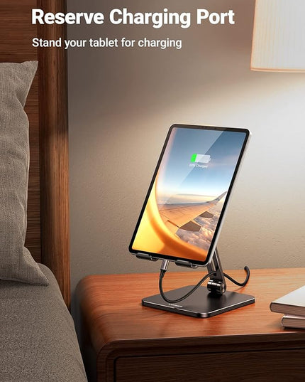 UGREEN Tablet Stand Compatible for iPad Desk Stand Holder Adjustable Aluminum Thicker Base Compatible with iPad Pro Air Mini 13 12.9 11 Inch Home Office Desk Accessories Black