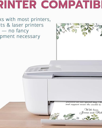 Leaf Theme Paper Stationery, Greenery Letterhead Paper 8.5 x 11 Inches, 50 Sheets, Elegant Writing Paper, Pretty Stationary Paper, Decorative Printer Paper