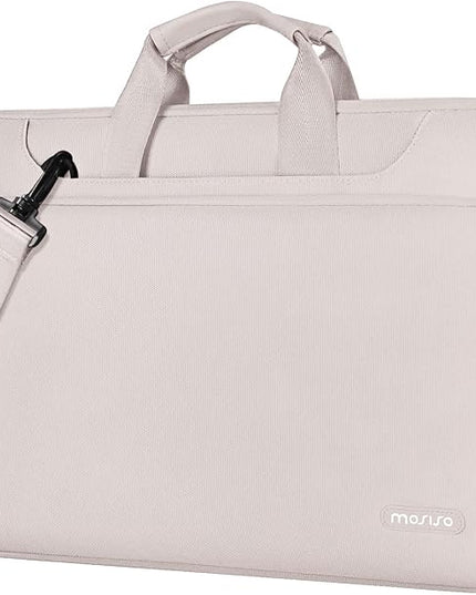 MOSISO 360 Protective Laptop Shoulder Bag Compatible with MacBook Air/Pro, 13-13.3 inch Notebook, Compatible with MacBook Pro 14 inch M5 M4 M3 M2 M1,Matching Color Sleeve with Belt, Stone Gray