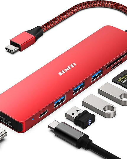 BENFEI USB C HUB 7-in-1, USB-C HUB Multiport Adapter with HDMI (4K @ 60Hz Certified)/100W Power Delivery/3*USB 3.0 5Gbps/SD/TF Card Reader (160MB/s) for iPhone 15 Pro/Max MacBook iPad Pro iMac S23
