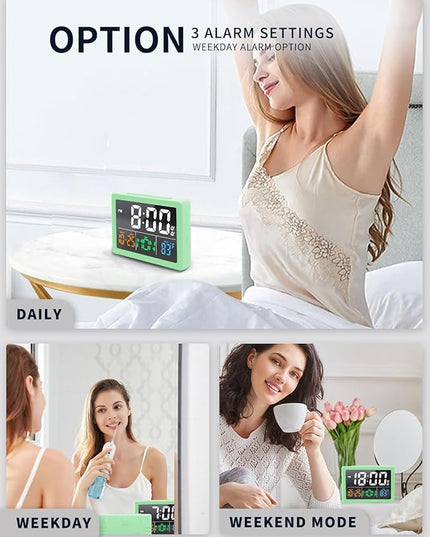 Digital Alarm Clock, with 5.5" Large LED Time Display, Adjustable Alarm Volume, 6 Level Brightness, Alarm Settings, USB Charger, Temperature Detect, Snooze, Clocks for Bedroom, Bedside, Desk, Green