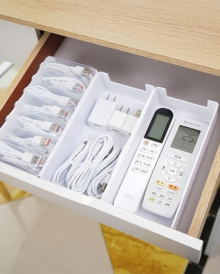 7 Case Cable Storage Box with Cable Straps and Label Stickers, Travel Cord Organizer for Charging Cables, USB Wires, Earphones – Drawer Organization for Home & Office (7 Cases + 7 Cable Straps)