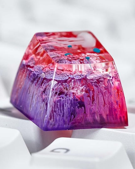 Jellyfish Artisan Keycap Pink Purple Coral Reef R1 SA Profile Custom Sea Creature Keycaps 1U ESC Handmade Gaming Sea Resin Key Cap Cherry MX Switch Compatible Mechanical Keyboard Jellyfish Lover Gift