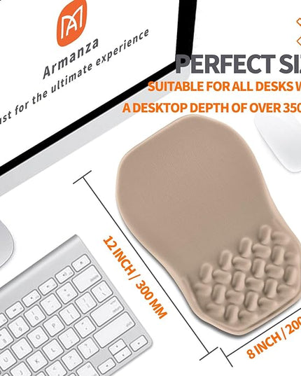 Ergonomic Slope Mouse Pad Wrist Support, Wrist Rest Mousepad for Carpal Tunnel Pain Relief with Massage Bulge and Slow Rebound Memory Foam (12x8 inch, Sand Color)