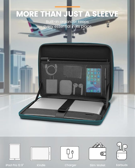 DOMISO 14 inch Laptop Sleeve with Handle Shockproof Computer Bag Waterproof EVA Protective Carrying Case for 14" ThinkPad E480/Yoga 920/13.5" Microsoft Surface Book/HP Pavilion 14 Stream 14, Teal