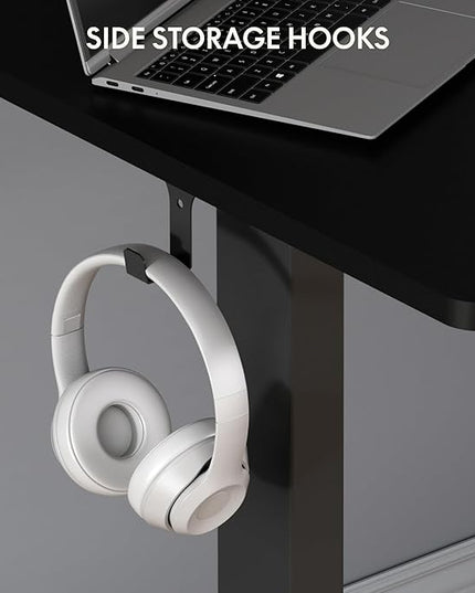 FLEXISPOT EN1 One-Piece Standing Desk 40 x 24 Inches Solid Desktop Electric Height Adjustable Desk for Home Office (Black Frame + Black Desktop)