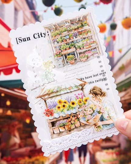 AuriicLeaf Farmers Market PET Stickers, 80PCS Bazaar-Themed Journal Supplies for Scrapbooking, DIY Crafts, and Planner Embellishment