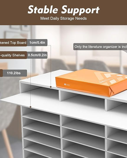 Literature Organizer 27 Slots Compartments Desktop File Sorter Mail Center Paper Storage Cabinet Home & Office Mailbox School Classroom Keepers