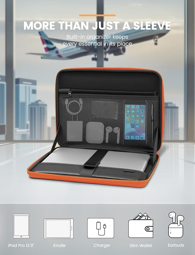 DOMISO 13.3 inch Laptop Sleeve with Handle Shockproof Computer Bag Waterproof EVA Protective Carrying Case for 13-13.3 inch Notebooks/13 MacBook Air/MacBook Pro Retina/Dell XPS 13/HP,Orange
