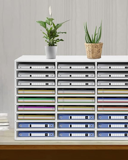 Literature Organizer 27 Slots Compartments Desktop File Sorter Mail Center Paper Storage Cabinet Home & Office Mailbox School Classroom Keepers