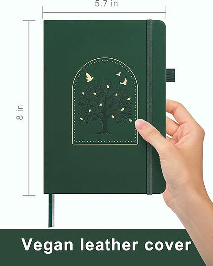 &And Per Se Lined Journal Notebook for Women&Men with Pattern, 160 Pages 100GSM Thick Paper, A5 Hardcover Journals for Writing(Dark Green)