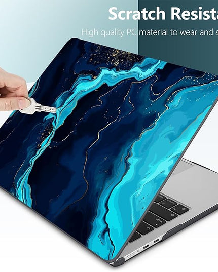 DONGKE for M4 MacBook Air 13.6 Inch Case 2025 2024 2023 2022 Model A3240 A3113 A2681 M3 M2 Chip, Plastic Hard Shell Case Cover with Touch ID for MacBook Air 13 Inch M4 - Blue Marble