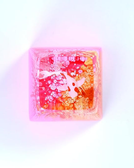 Kohaku Koi Fish Artisan Keycap Pink and Orange Ocean Coral Reef R1 SA Profile Custom Keycaps 1U ESC Handmade Gaming Resin Key Cap Cherry MX Switch Compatible Mechanical Keyboard Koi Lover Gift