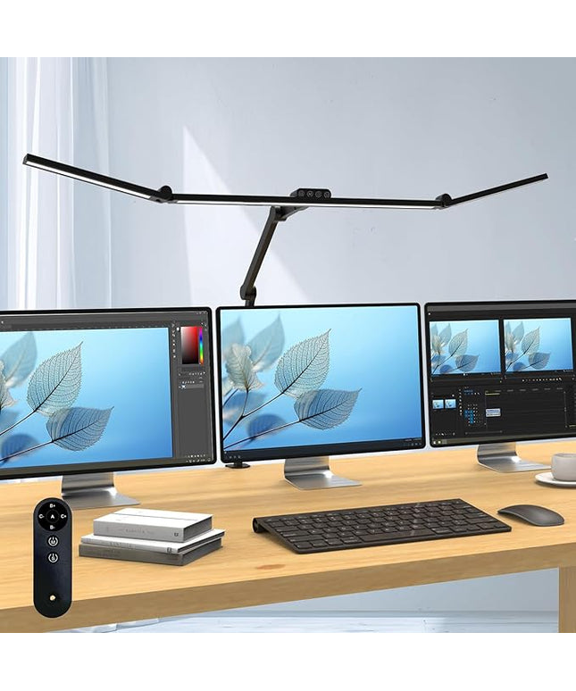 Micomlan 36W Bright Led Desk Lamp with Clamp, 47 Inches Long Architect Desk Lamp Home Office, Dimmable Table Light with Remote Adjustable Monitor Light Bar Tall Office Lighting for Computer Desktop