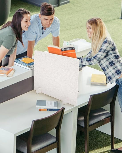 DOLLAR BOSS 2PCS Acoustic Desk Dividers 24" x 20", Soundproof Freestanding Privacy Panels for Table, Noise Reducing Desktop Partition for Office, Home, Classroom, Study Area with 20 Pushpins,Beige