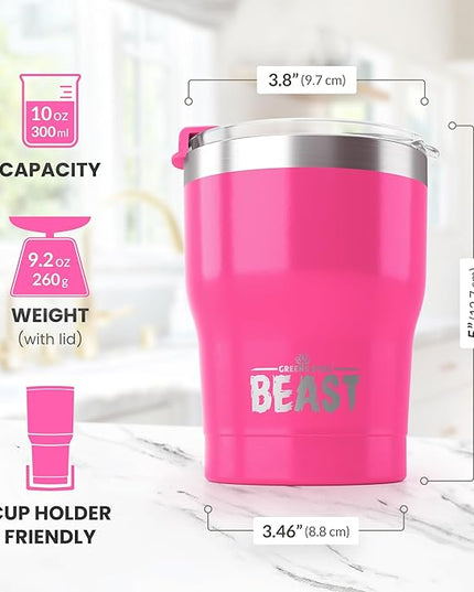 Beast 10 oz Tumbler Stainless Steel Vacuum Insulated Coffee Ice Cup Double Wall Travel Flask (Cupcake Pink)