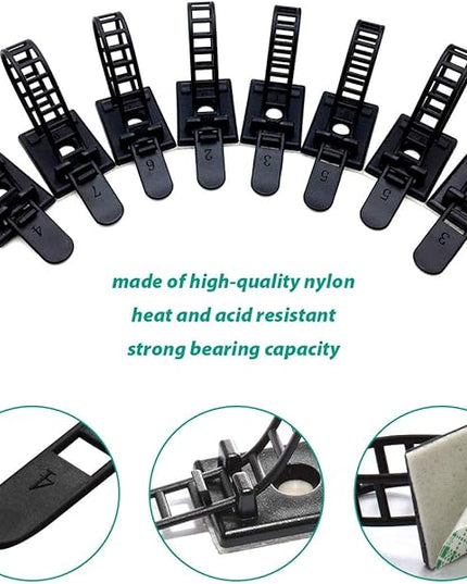200 Pieces Cable Management Desk Wire Organizer Cable Ties Zip Ties Adhesive Cord Clips Cord Keeper Desk Wire Management