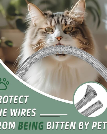 Split Wire Loom Tubing, Cable Protector Sleeve, Braided Cable Management for TV/Computer/Home Theater/Engine Bay, Cord Protectors from Pets No Chew (Grey, 1"-10ft)