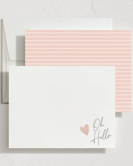 Minted Signed Heart Stationery Cards,10 Ct,Blank Cards and Envelopes For Thank You Notes,Invitations & Handwritten Messages,Note Cards & Stationery Set,Gifts for Women,Blush Pink Color Theme,10 Count