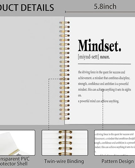 Knibeo Mindset Inspirational Notebooks Journal - Notebooks for School, 5.5×8.3 Inch Inspirational Spiral Bound Notebook with 164 Pages, College School Supplies pvc notebook