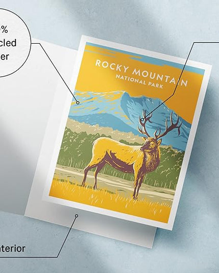 Twigs Paper - Assorted Outdoor National Parks Greeting Cards - Stationery Cards with Envelopes - Thank You and Blank Note Cards -Greeting Cards for All Occasions - Made in USA (5.5 x 4.25, Set of 12)