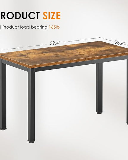DlandHome Small Computer Desk for Home Office Activity Table Writing Table for Small Spaces Study Table Student Laptop Desk (39 inch, Retro)