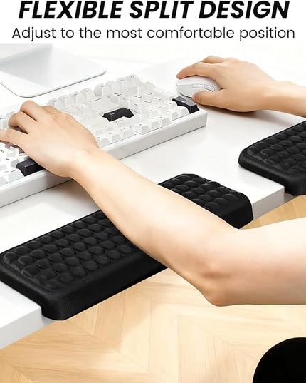 Arm Rest for Desk, 2-PCs L-Shaped Memory Foam Elbow Keyboard Wrist Pads with Non-Slip Base, Ergonomic Desk Edge Cushion & Wrist Rest for Computer Keyboard, Office and Home Use